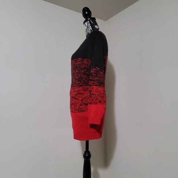 H&M Oversized Sweater Knit Colorblock Ombre Red Black xs - Picture 6 of 10